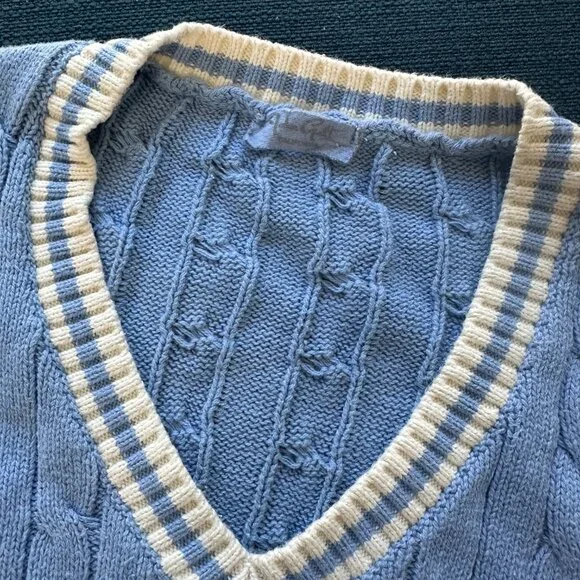 Vintage-Inspired Blue Cable Knit Sweater Vest – J. Galt Shanghai - Picture 6 of 7